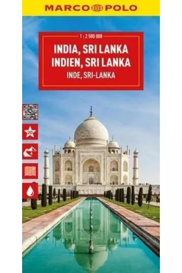 Indie, Srilanka. Mapa drogowa w skali 1:2 500 000