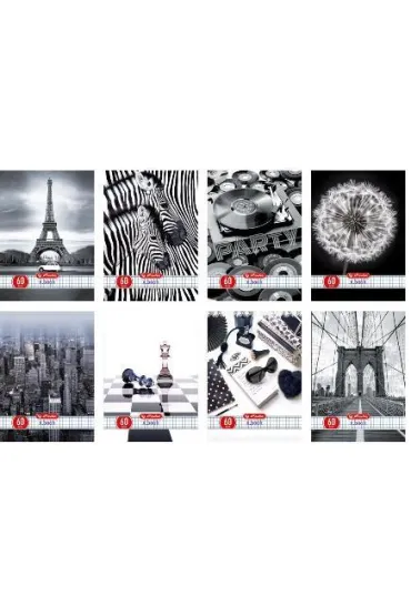 Herlitz Zeszyty A5 Black&White kratka 60 kartek 5 szt.