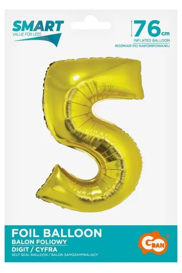 Godan Balon foliowy cyfra 5 z�ota Smart 76cm
