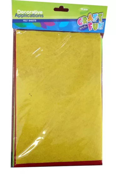 Filc do dekoracji 10 kolor�w Craft with Fun 20 x 30 cm