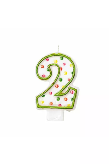 Amscan �wieczka cyferka 2 kropki 7.6cm