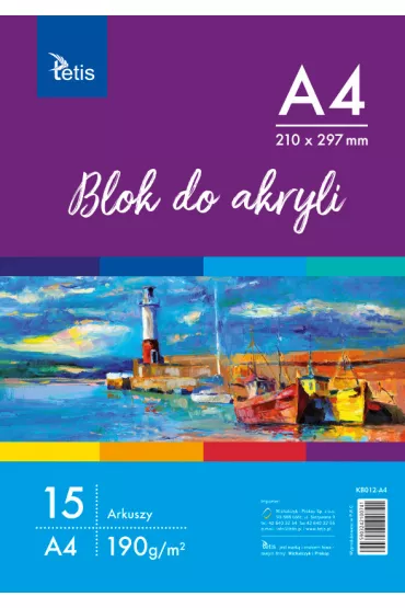 Tetis Blok do akryli A4 15 kartek