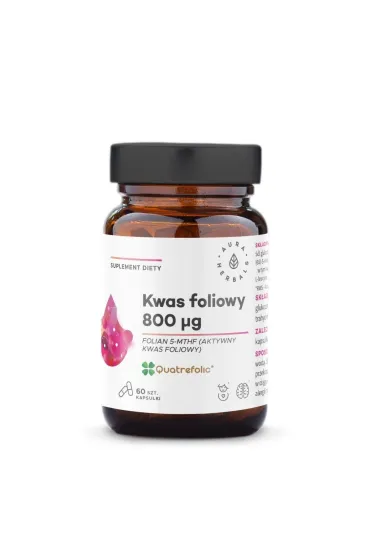 Aura Herbals Kwas foliowy 800 μg, Quatrefolic® Suplement diety 60 kaps.