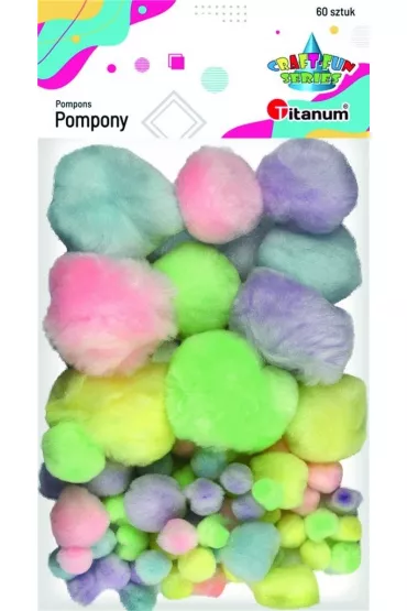 Titanum Pompony akrylowe mix kolor�w pastelowych 60 szt.