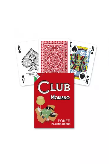 Poker Club, karty do gry, czerwony Modiano