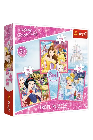 Puzzle 3w1 Zaczarowany �wiat ksi�niczek Trefl