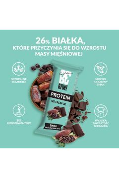 BeRAW Baton protein - surowe kakao w gorzkiej czekoladzie 40 g