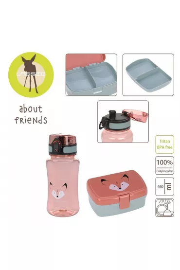 Lassig Zestaw na lunch Lunchbox + Tritanowa butelka - bidon 460 ml About Friends Lis