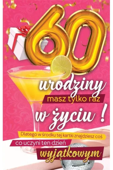 Yeku Karnet Urodzinowy 60 + naklejka