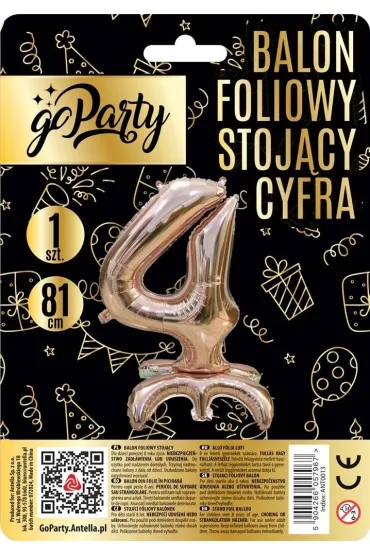 GoParty Balon foliowy stoj�cy 4 rose gold 81cm