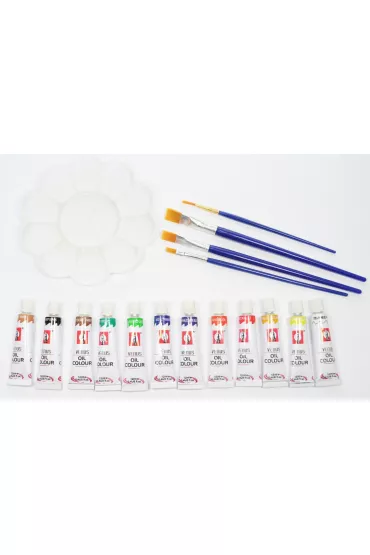Farby olejne + p�dzle 12 kolor�w