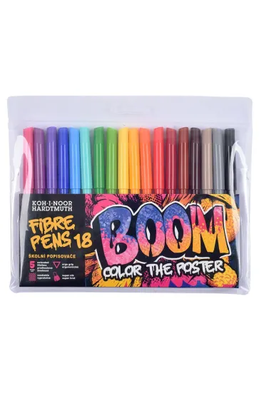Pisaki 18 kolor�w zmywalne Boom  etui KOH-I-NOOR 1022AH/7TE