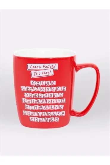 Nadwyraz.com Kubek ceramiczny czerwony Learn Polish! It`s easy