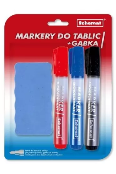 Schemat Markery sucho�cieralne do tablic + g�bka 3 szt.