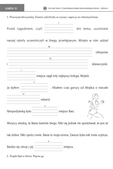 100 kart pracy z �wiczeniami korekcyjno-kompensacyjnymi doskonal�cymi umiej�tno�� czytania i pisania. Poziom 2 - Kazimierz S�upek