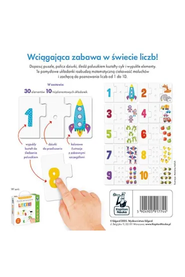 Puzzle sensoryczne. Cyferki. Kapitan Nauka Edgard