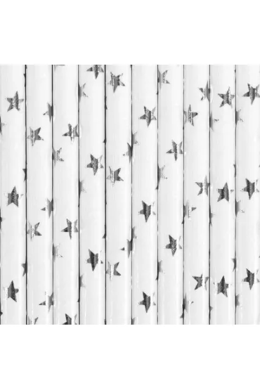 PartyDeco S�omki papierowe srebrne 19.5cm 10 szt