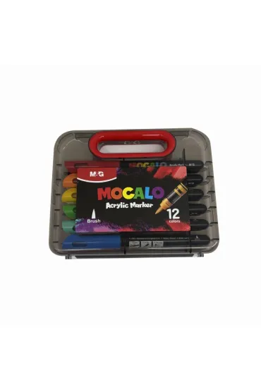 M&G Marker akrylowy Mocalo p�dzelkowy, 12 kolor�w