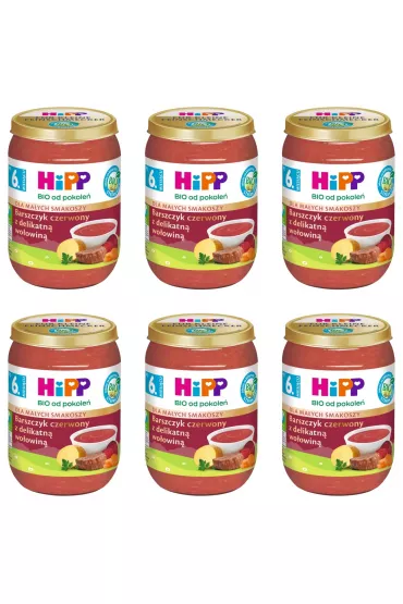 Hipp Barszczyk czerwony z delikatn woowin po 6. miesicu zestaw 6 x 190 g Bio