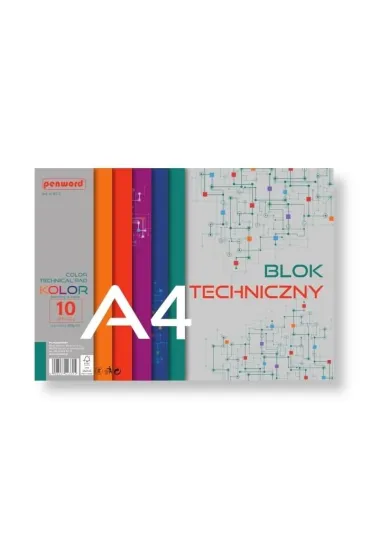 Penword Blok techniczny A4 Premium kolor 180g 10 arkuszy