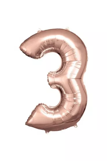 Amscan Balon foliowy cyfra 3 r�owe z�oto 58x86cm