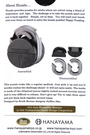 �amig��wka Cast Padlock. Poziom 5/6 Hanayama - Jin Hoo Ahn