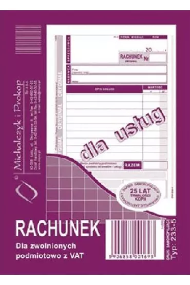 Michalczyk i Prokop Rachunek dla zwolnionych z VAT