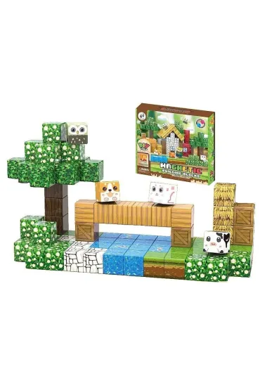 Klocki magnetyczne domek w lesie 87el
