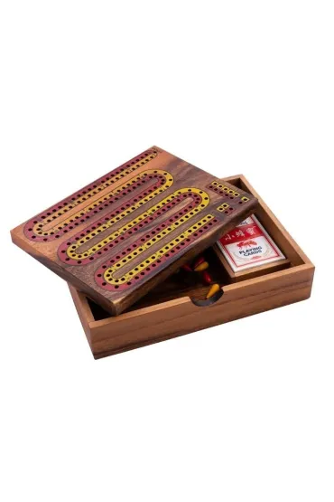 Cribbage w drewnianym pude�ku z kartami Quint
