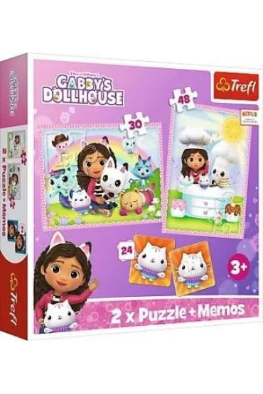 Puzzle + Memos 2w1 (24+30+48 el.) Gabi z kocim przyjacielem. Koci Domek Gabi Trefl