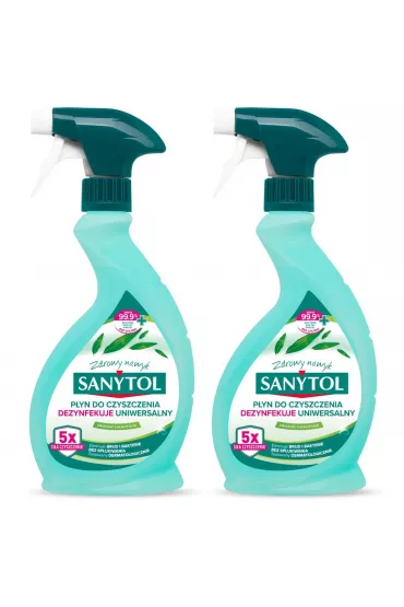Sanytol Spray uniwersalny do czyszczenia i dezynfekcji o zapachu eukaliptusa Zestaw 2 x 500 ml