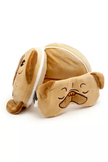 Puckator Pluszowa poduszka podr�na z opask� na oczy Relaxeazzz - Mops