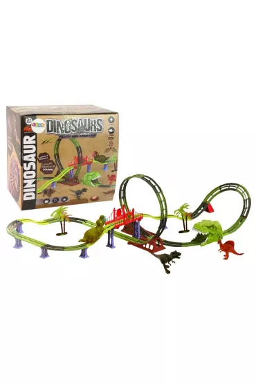 Tor samochodowy dinozaur ze �wiat�em i akcesoriami LeanToys