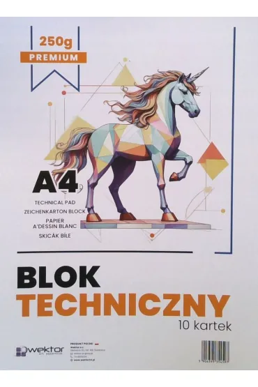 Blok techniczny A4 bia�y Wektor PREMIUM 250 g 10 szt.