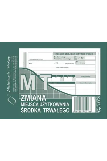 Zmiana miejsca u�ytkowania �rodka trwa�ego (422-5)