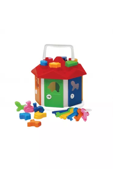 SORTER DOMEK EDUKACYJNY Z KLUCZAMI ZESTAW KLOCKI KSZTATY KOLORY Maksik
