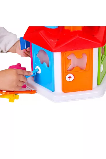 SORTER DOMEK EDUKACYJNY Z KLUCZAMI ZESTAW KLOCKI KSZTATY KOLORY Maksik