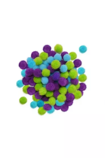 incood. Zestaw Pompon�w zielone, fioletowe, niebieskie