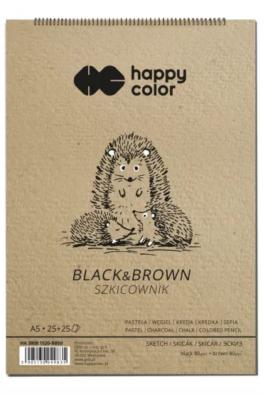 Happy Color Szkicownik na spirali BLACK&BROWN, A5, 80g, 50 arkuszy 50 kartek