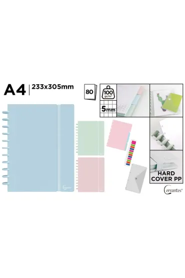 Mp Main Paper Zeszyt na spirali A4/80K kratka pastel MIX