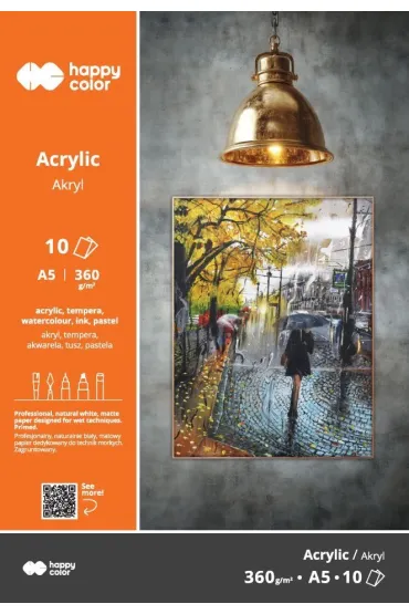 Blok do akrylu Art. A5 360g. 10ark.  Happy Color