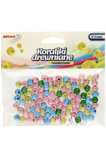 Koraliki drewniane 8 mm pastelowe Brewis