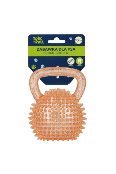 Zabawka dla psa Pi�ka 9,5cm z uchwytem pomara�czowy TRIK&ROLL 560870