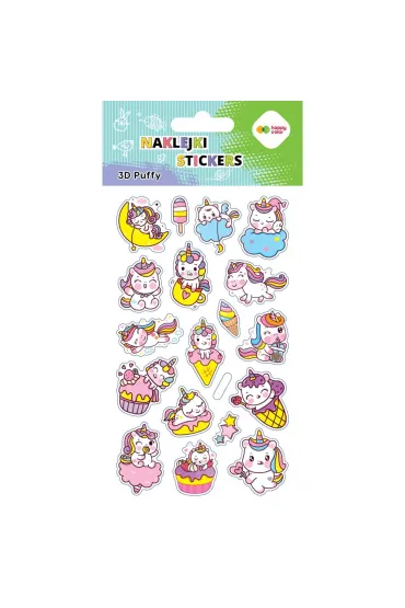 Happy Color Naklejki 3D PUFFY-Unicorns 10x20cm