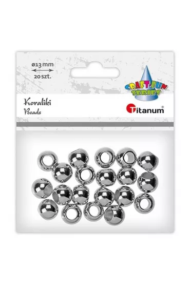 Titanum Koraliki plastikowe srebrne 13mm