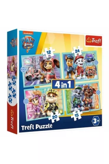 Puzzle 4w1 Paw Patrol. Weso�e pieski Trefl