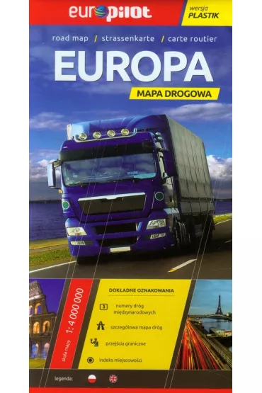 Europa mapa drogowa 1:4000000 plastik