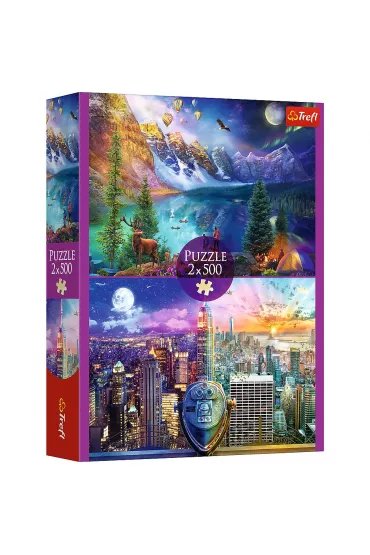 Puzzle 2x500 el. Wycieczka po Ameryce Trefl