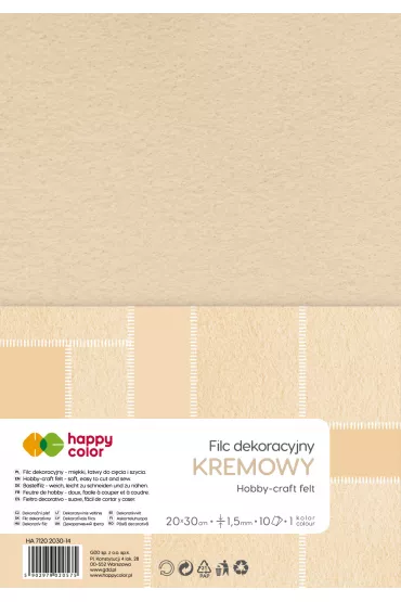 Filc dekoracyjny kremowy 10 szt HAPPY COLOR