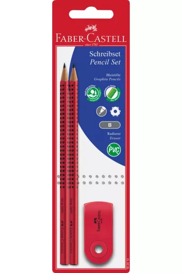 Faber-Castell Zestaw o��wk�w grafit Grip 2001 2 szt+gumka mix